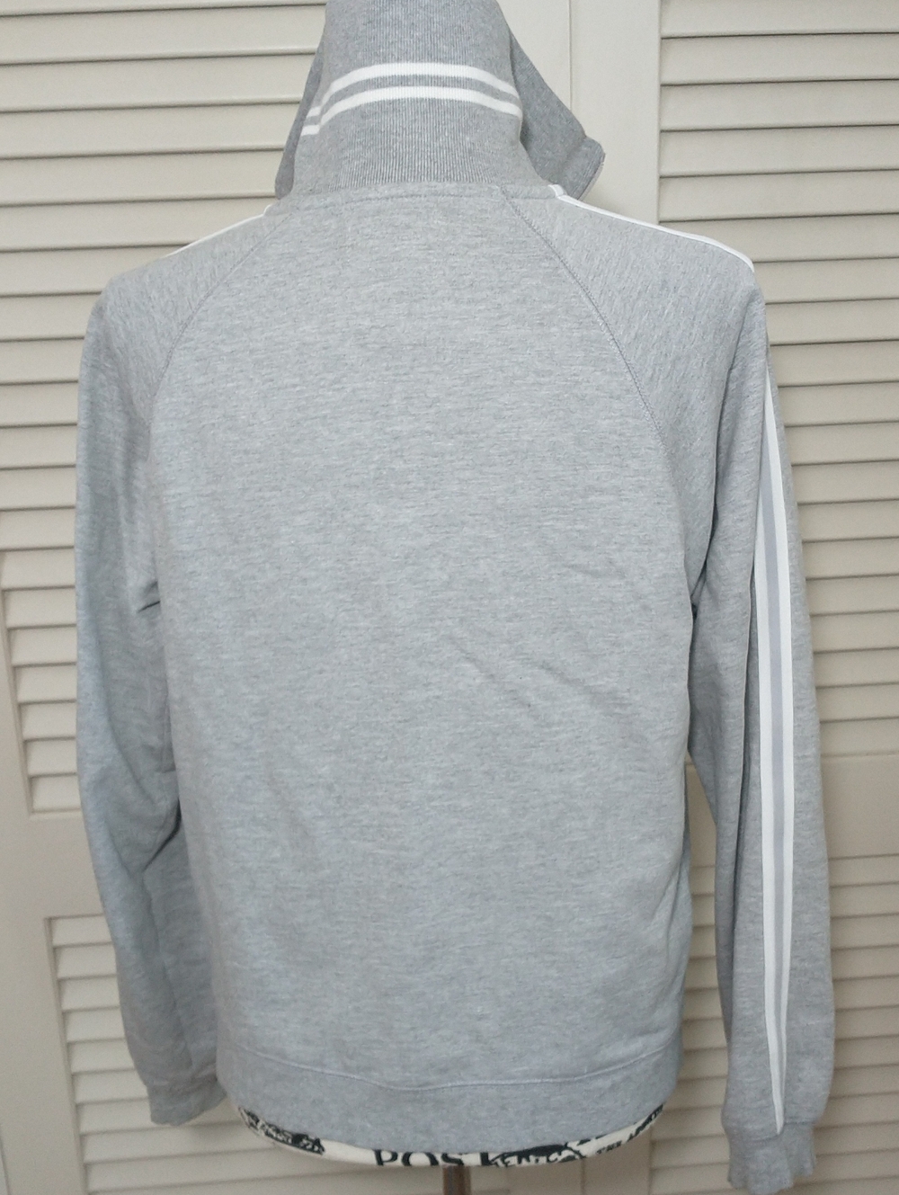 New York Laundry Zip Up Track Jacket, Striped, Gray/White, Size L, Athleisure - Picture 4 of 8